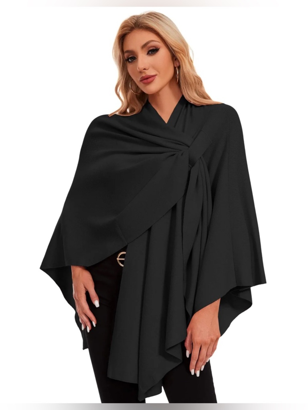 PULI Cross Front Knitted Shawl Wrap